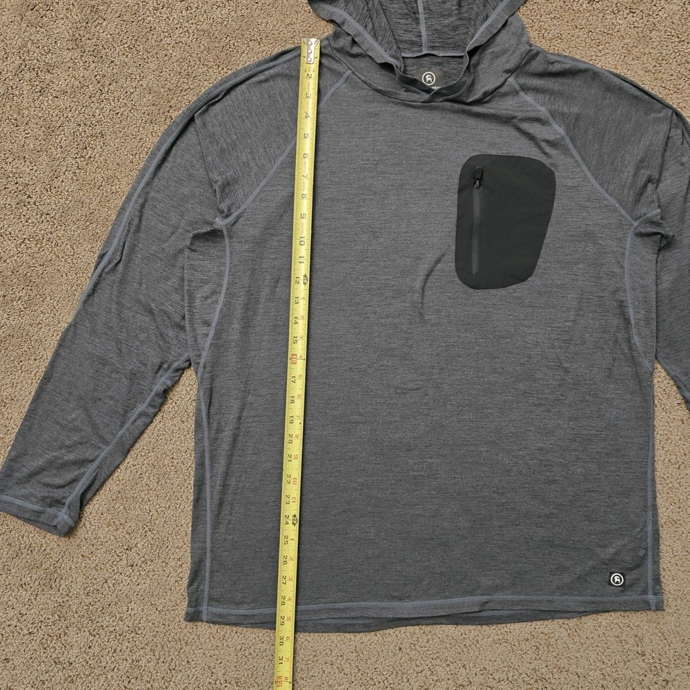 Backcountry Mens Extra Large Gray Long‎ Sleeve Hooded Pocket T Shirt Top - Picture 8 of 8